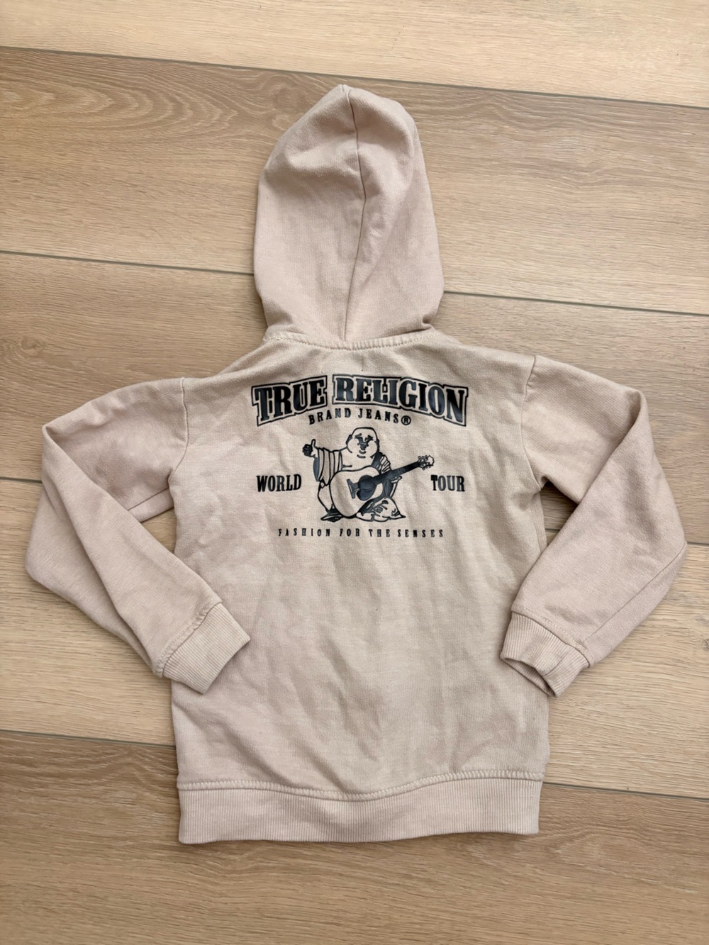True Religion Kids Beige Hoodie with Graphic Back Logo